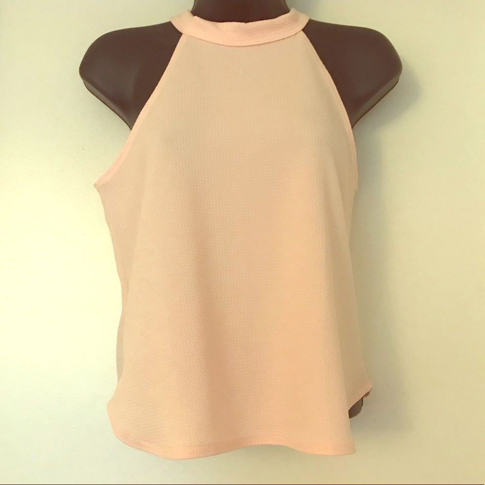 Boohoo Petite Highneck Peach tank- size 6- NWT